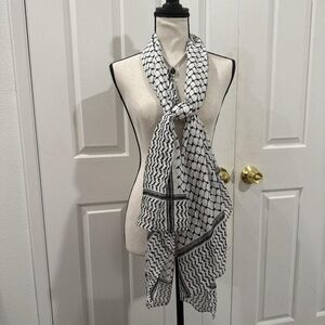 New | VELA Black Kuffiyeh Printed Woven Modal Scarf/Hijab